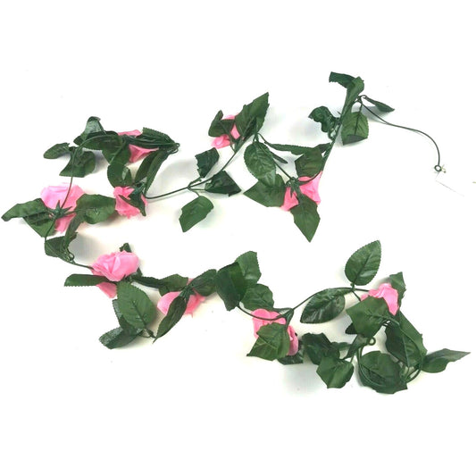Artificial Pink Rose Garland with Faux Flowers