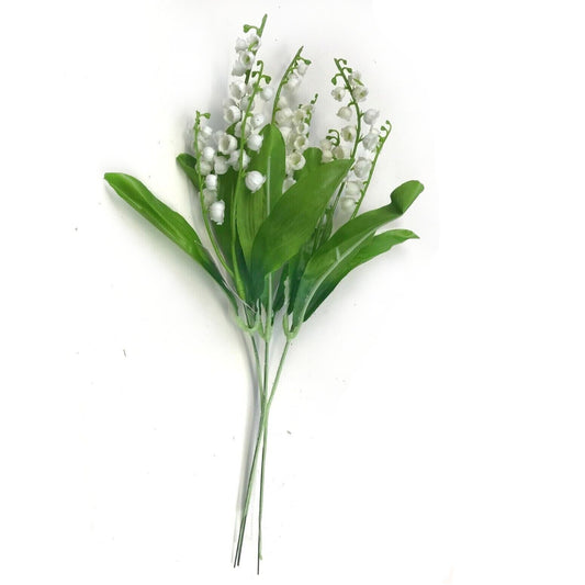 Artificial Lily of the Valley White Flower Bundle of 3 Stems - 32cm