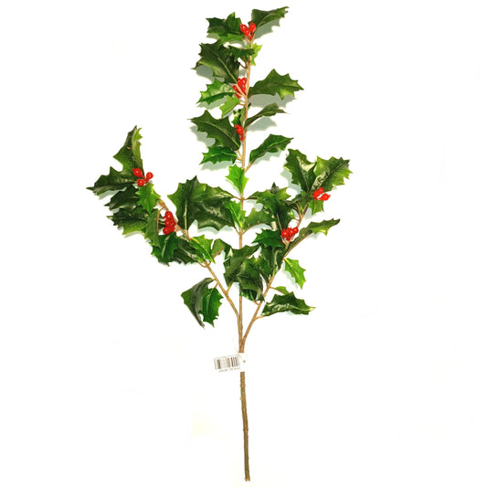 Artificial Holly Branch with Red Berries Christmas Decoration