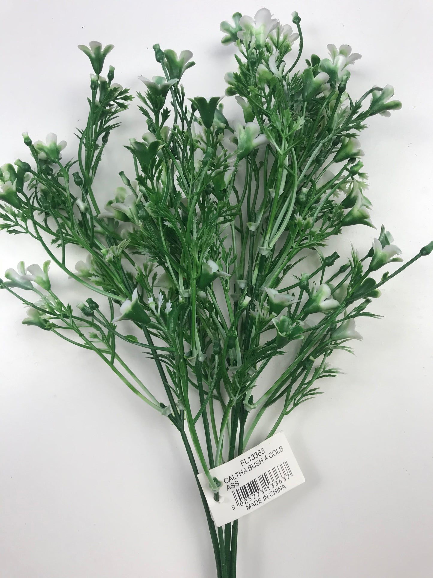 Artificial Caltha Bush With White Flowers 35cm