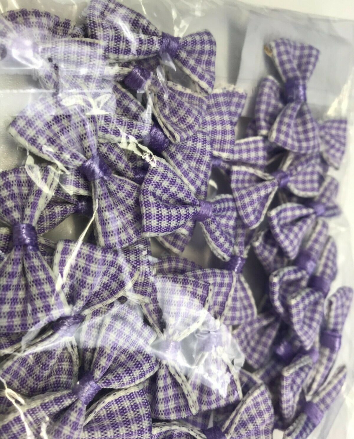 Bag of 50 Lilac Gingham Small Fabric Bow