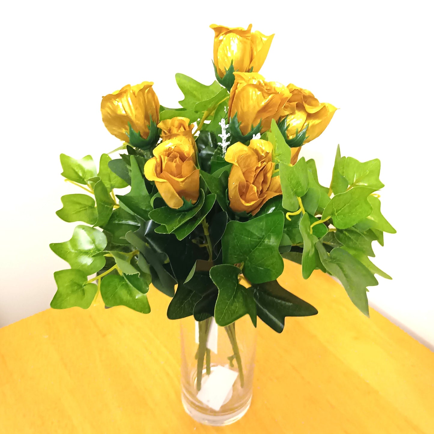 Artificial Gold Rose Flower and Ivy Arrangement