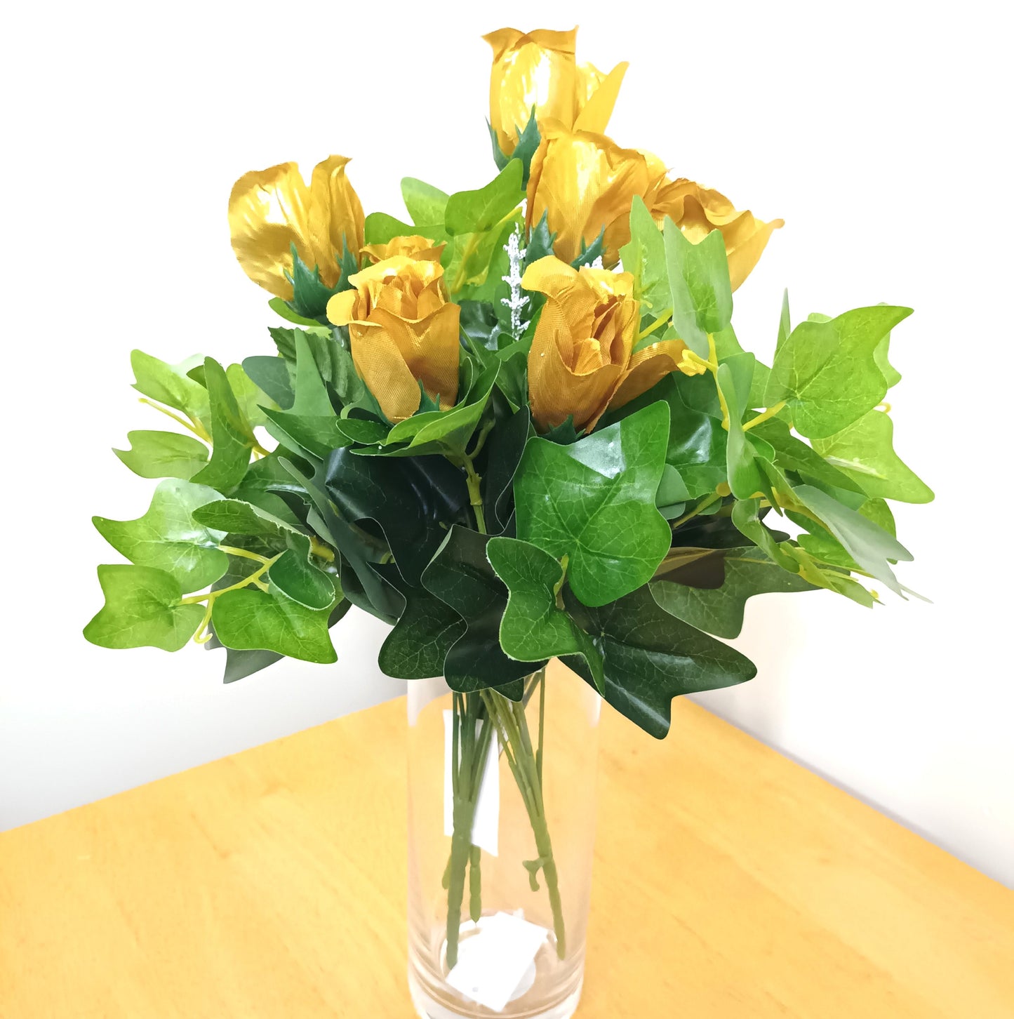 Artificial Gold Rose Flower and Ivy Arrangement