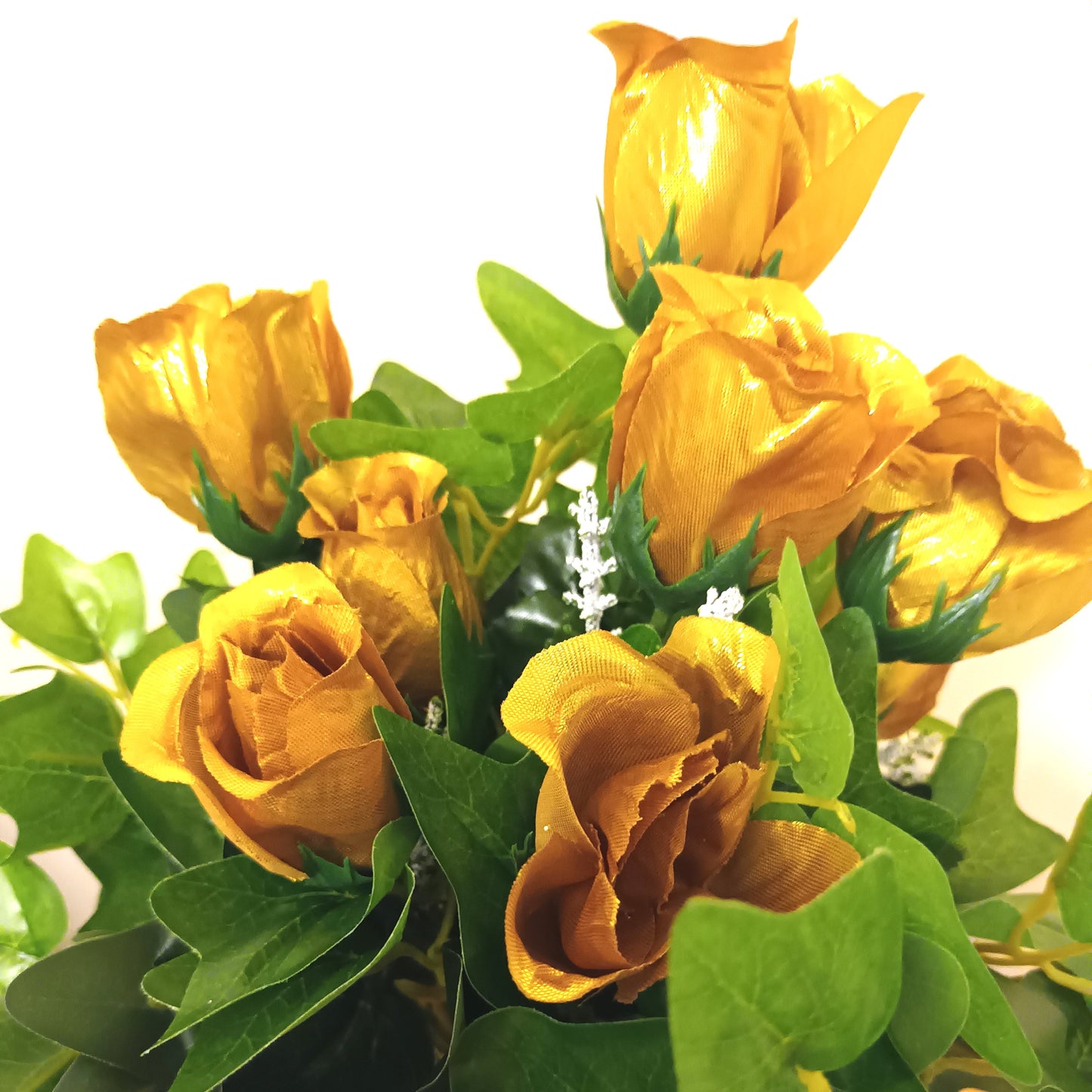 Artificial Gold Rose Flower and Ivy Arrangement