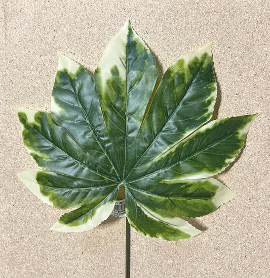 Artificial Aralia (Fatsia) Variegated Leaf Stem 70cm