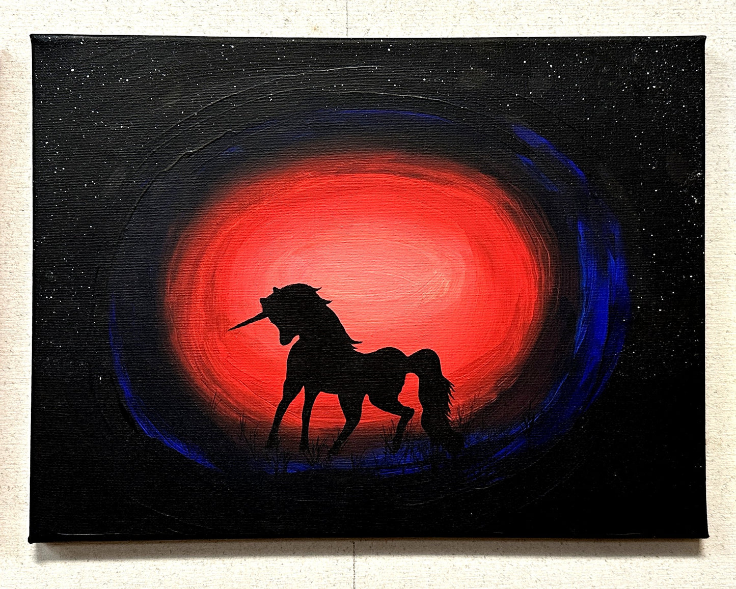 Blood Moon Unicorn Original Acrylic Painting by Andrew Read in North Devon