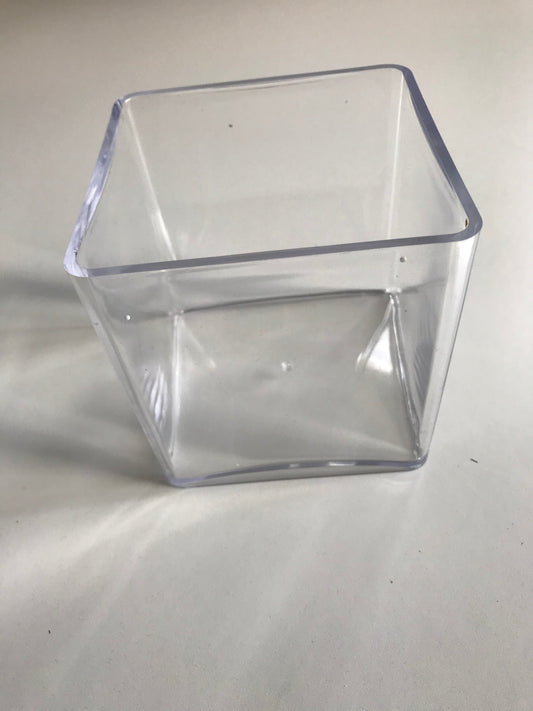 10cm Cube Clear Plastic Planter Transparent square Vase