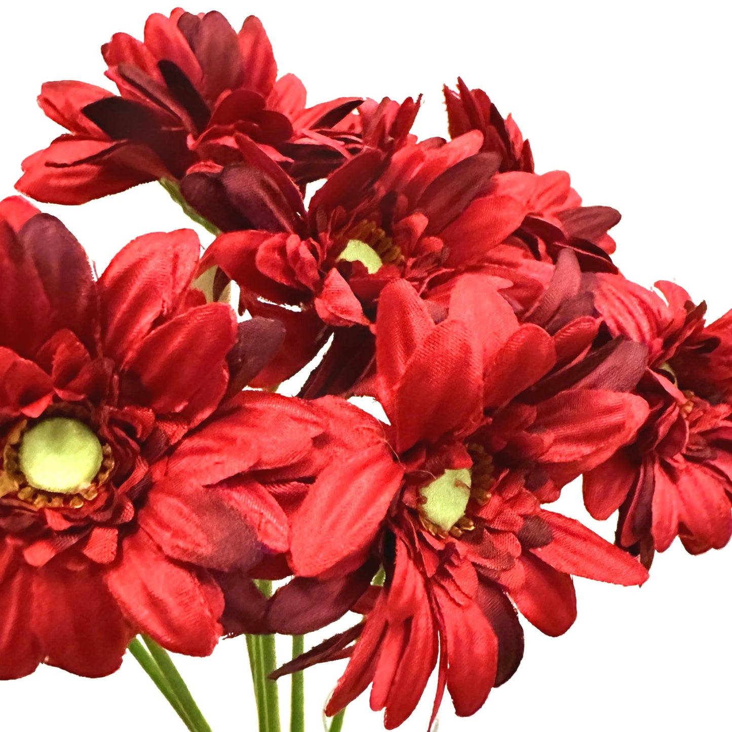 Bundle of 7 Artificial Gerbera Flower Stems - Red 47cm