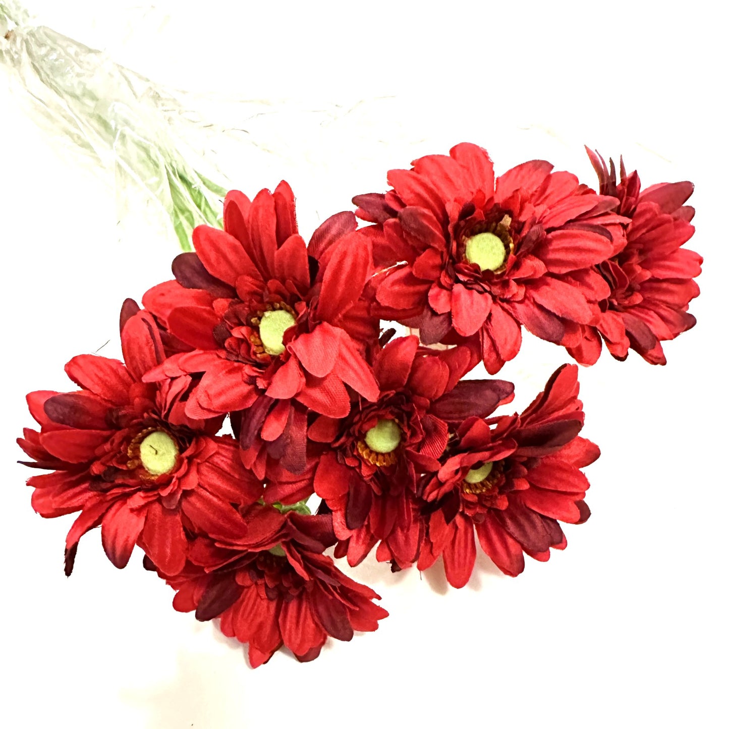 Bundle of 7 Artificial Gerbera Flower Stems - Red 47cm