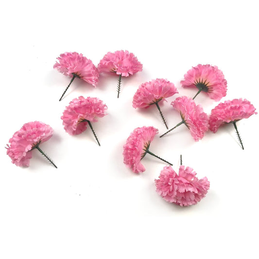 Pack of 10 Artificial Pink Carnation Flower Picks 8cm
