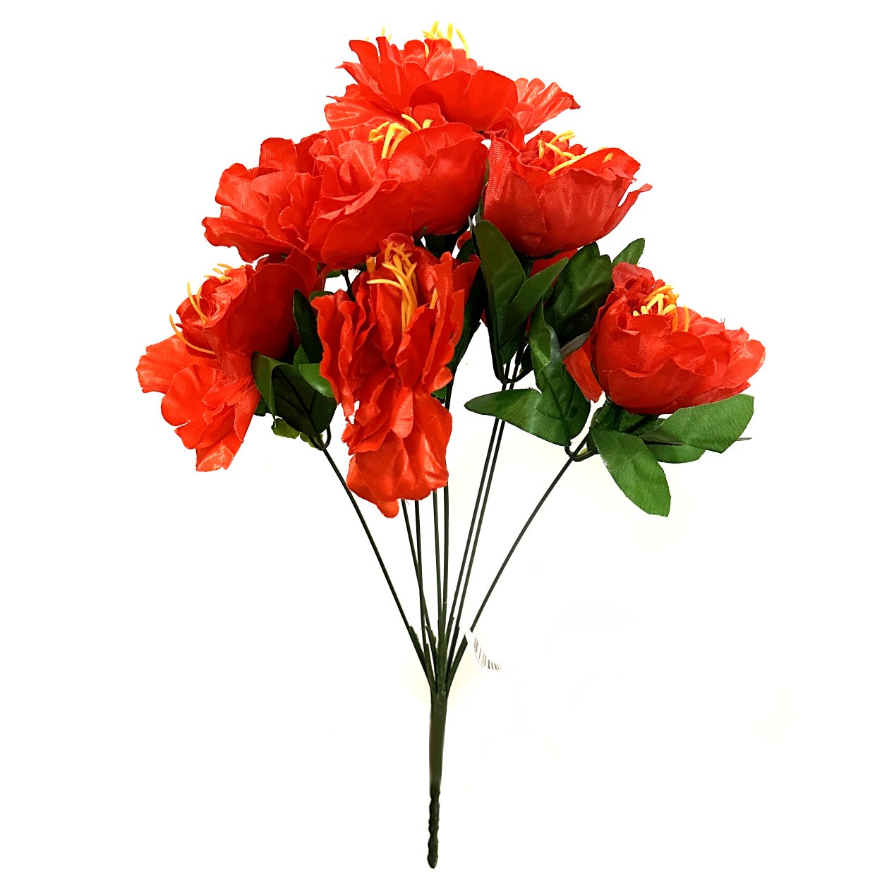 Artificial Peony Flower Bush with Faux Red Flowers