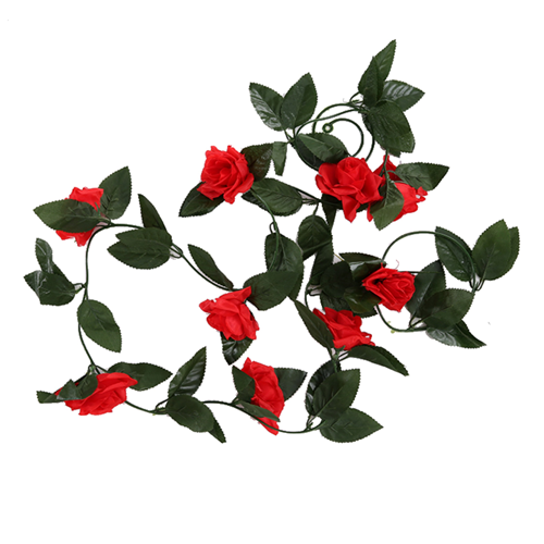 Artificial Rose Flower Garland - Red 8ft